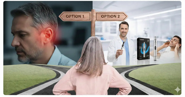 Man and woman at a crossroads choosing between options