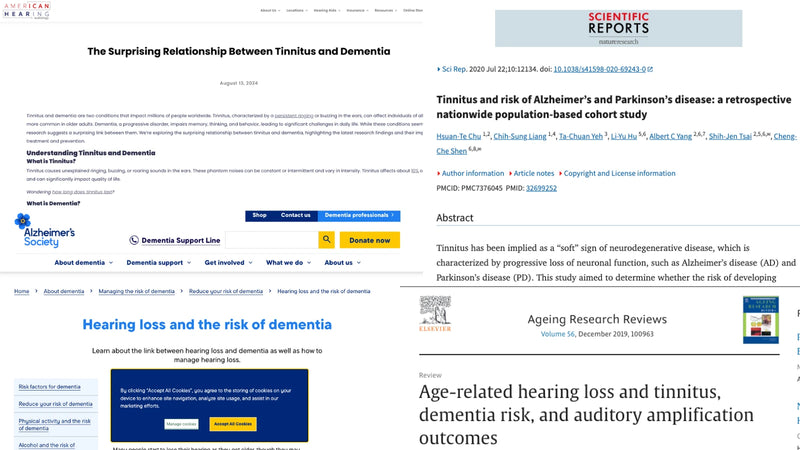 Scientific studies linking tinnitus to dementia and Alzheimers