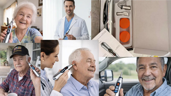 Real people using the Tinnito device for tinnitus relief