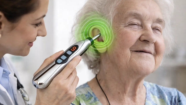 Tinnito device being applied by medical professional
