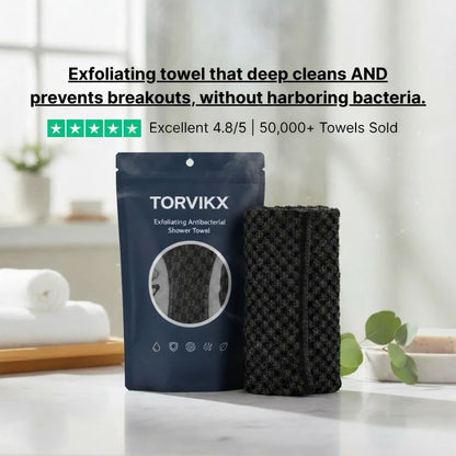 TORVIKX™ by Xeviola | Exfoliating Antibacterial Shower Towel