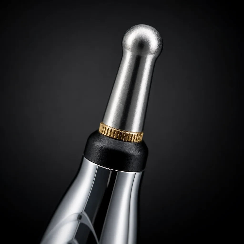 Brass collar and probe tip, up close