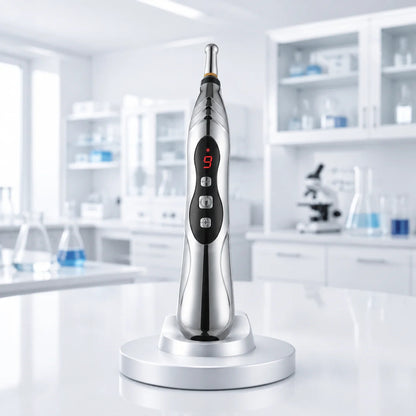 The Tinnito pen on its stand, in a clinical lab